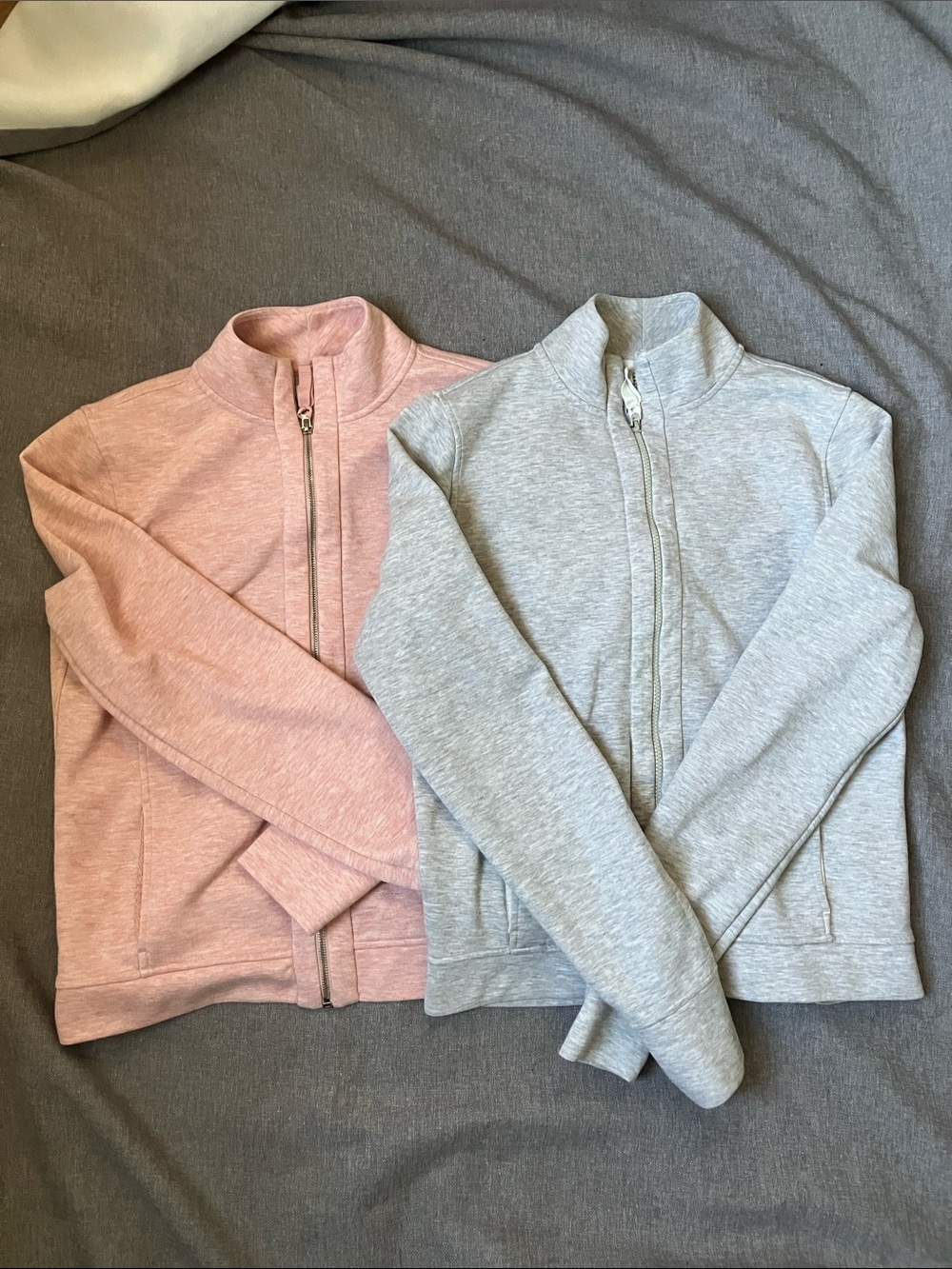 Victoria Sport 2 Track Jacket Grey & Pink Cotton Blend Athleisure Jacket Size L